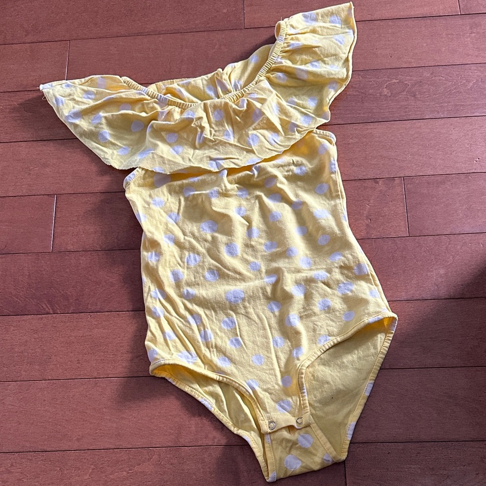 Zara Yellow and White Ruffle Bodysuit